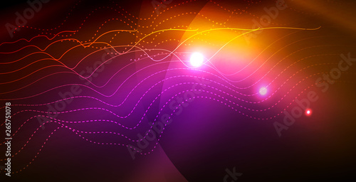Color neon lights with waves abstract background