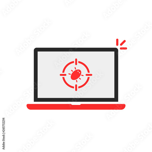 red computer like bug infected