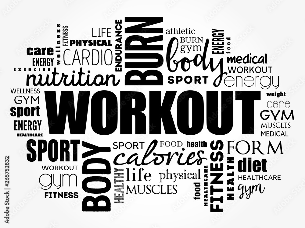 Fototapeta premium WORKOUT word cloud collage, fitness, health concept background