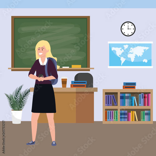 Millennial student indoors classroom
