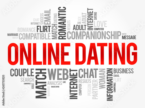 Online Dating word cloud collage, love concept background