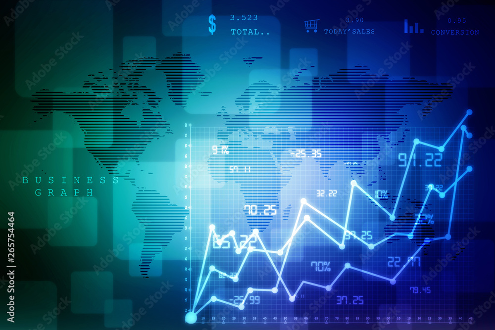 2d rendering Stock market online business concept. business Graph 2d rendering Stock market online business concept. business Graph
