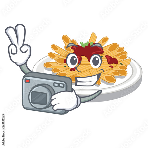 Photographer pasta in the a mascot shape