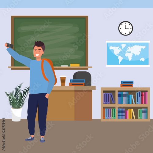 Millennial student indoors classroom