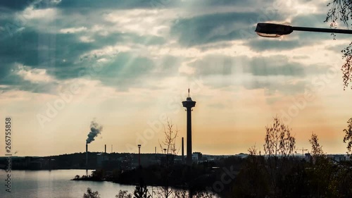 Timelapse of the Näsinneula tower in Tampere, Finland during a spring morning. photo