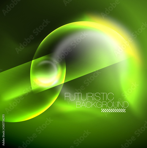 Blurred neon glowing round shapes, abstract circles and lights