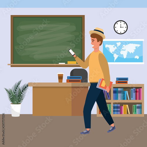 Millennial student indoors classroom