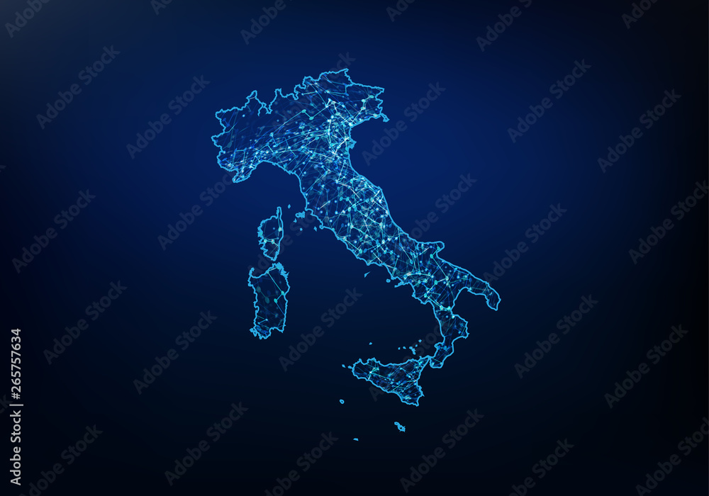 Photo & Art Print Abstract of italy map network, internet and