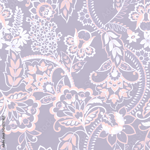 Fototapeta Naklejka Na Ścianę i Meble -  Floral Seamless vintage pattern. Vector background for textile design