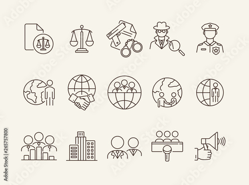 Authority line icon set