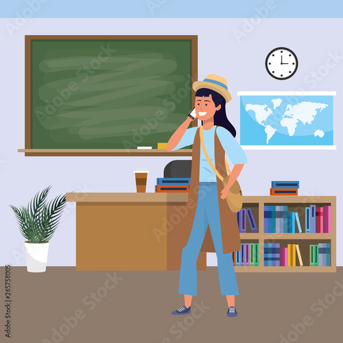 Millennial student indoors classroom