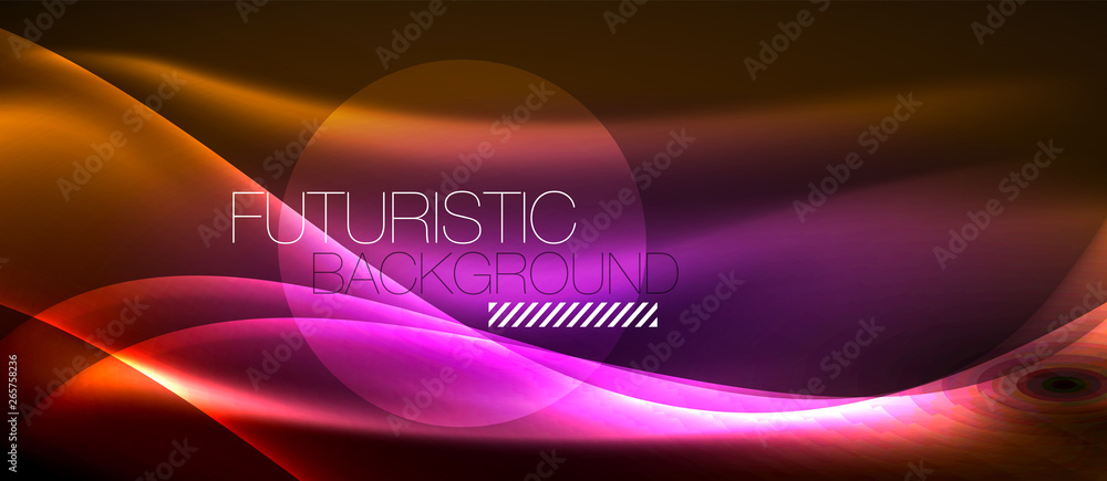 Neon shiny light glowing wave lines Neon shiny light glowing wave lines