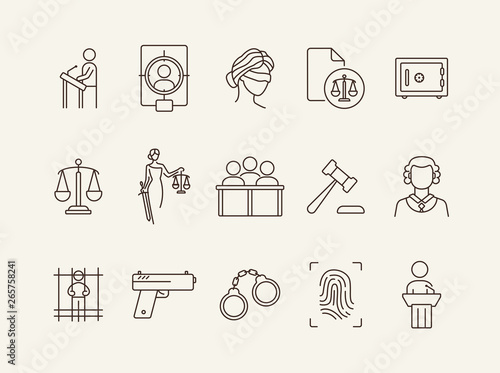 Witness line icon set