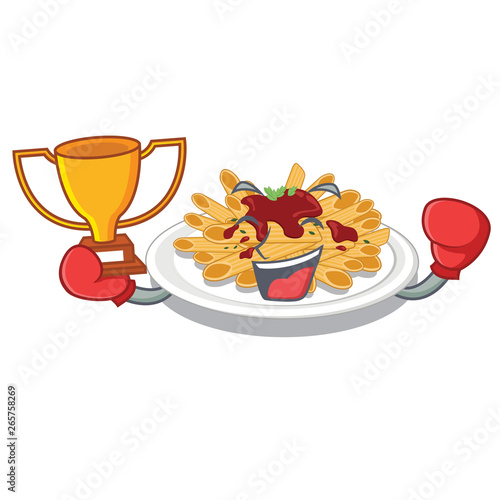 Boxing winner pasta isolated with in the cartoon