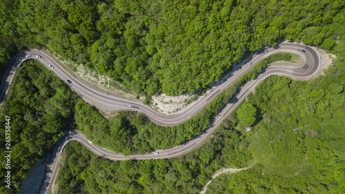 Aerial shot of winding roads in South Russia