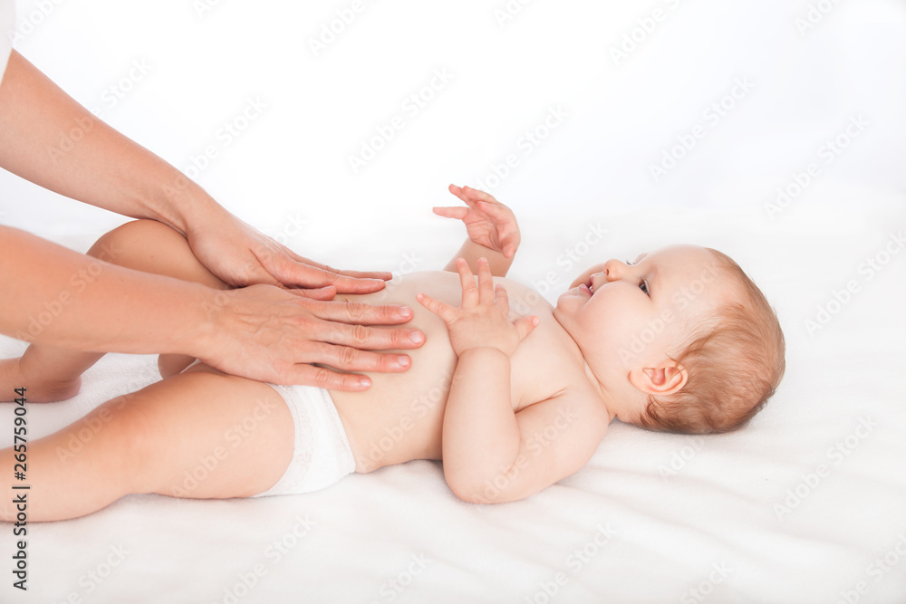 Massaging baby's tummy Massaging baby's tummy