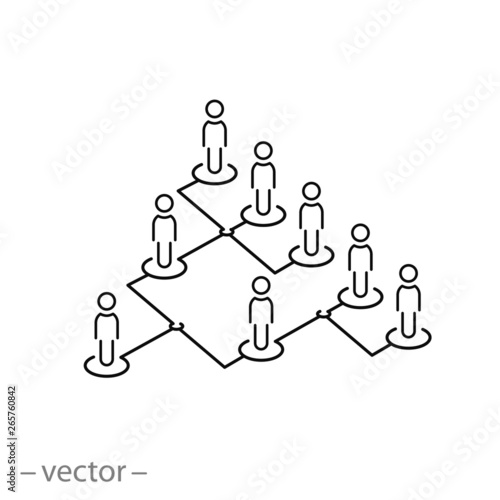 hierarchy icon, organization chart line sign on white background - editable stroke vector illustration eps10