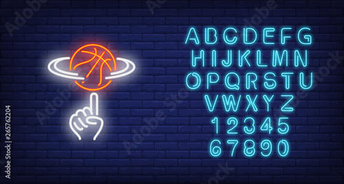 Basketball spinning on finger neon sign