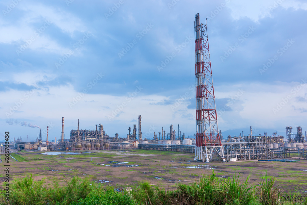 Refinery plant under the background of blue sky white clouds