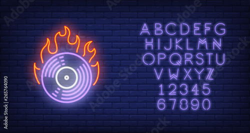 Firing vinyl record neon sign