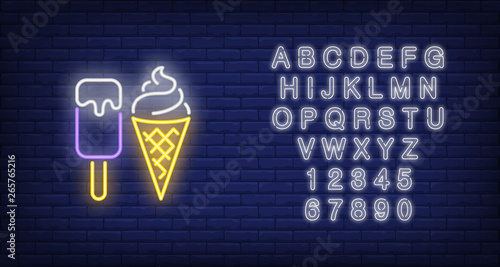 Ice-cream bar and cone neon sign