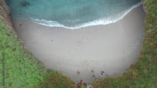 Aerial cenital revealing shot of the hidden beach in the Marietas Islands, Nayarit, Mexico photo