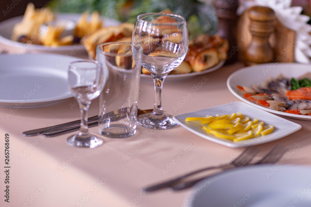 wedding table setting in the restaurant,shot in natural light