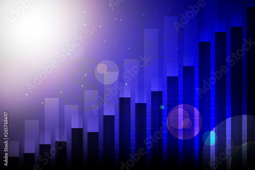 investment chart, blue abstract background, money investment on blue background, coin and money