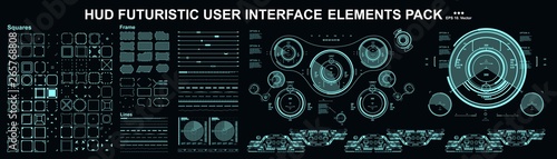 HUD elements mega set pack. Dashboard display virtual reality technology screen. Futuristic user interface.