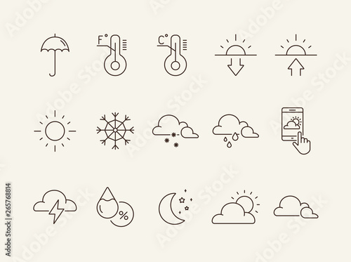 Weather line icon set