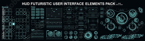 HUD elements mega set pack. Dashboard display virtual reality technology screen. Futuristic user interface.