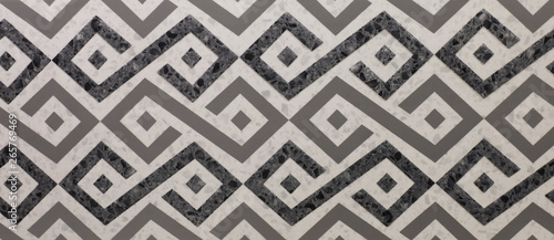 marble kitchen wall tile with abstract mosaic geometric pattern, vintage paper texture