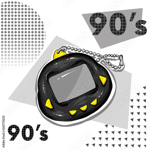 Retro electronic toy. Vector illustration for greeting card or poster, print on clothes. 90s, 80s.