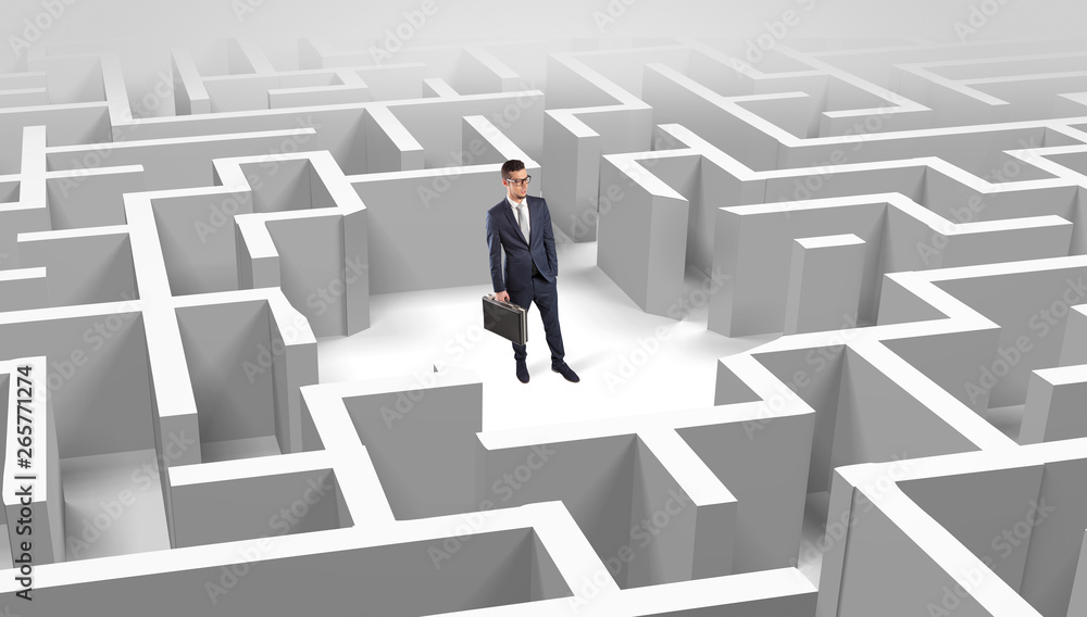 Young businessman standing in a middle of a 3D maze
Young businessman standing in a middle of a 3D maze