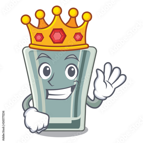 King shot glass on wooden cartoon table
