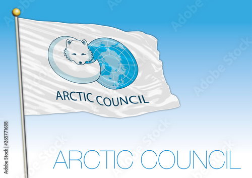 Arctic Council international organization flag, vector illustration