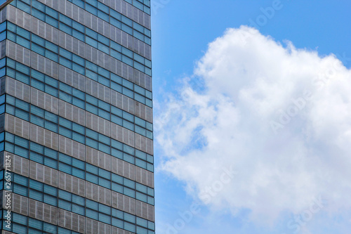 Window glass, Modern architecture in the blue sky white cloud city