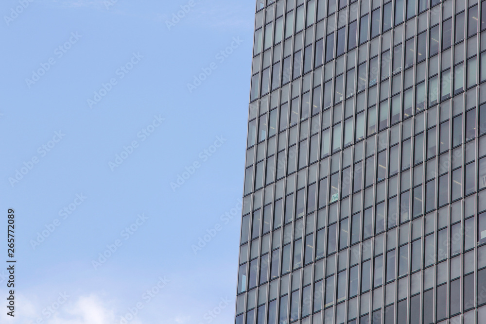 Window glass, Modern architecture in the blue sky white cloud city