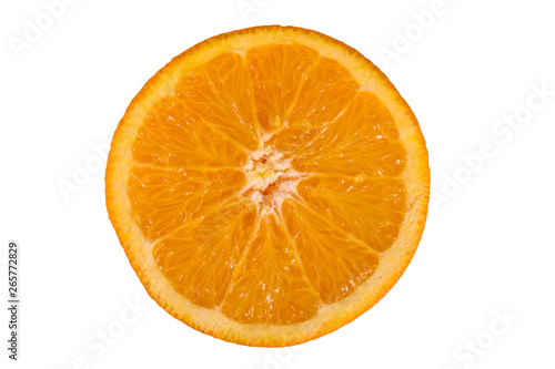 Halved orange fruit isolated on a white background