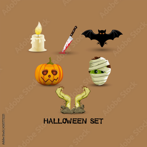ector illustration of collection of Halloween icon set