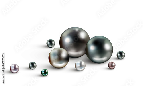 Vászonkép Tahitian pearls on white background