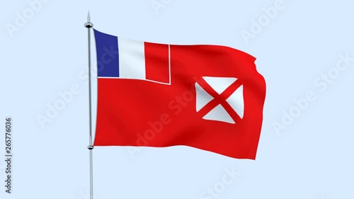 Flag of the country    Wallis and Futuna  flutters against the blue sky. 3D rendering