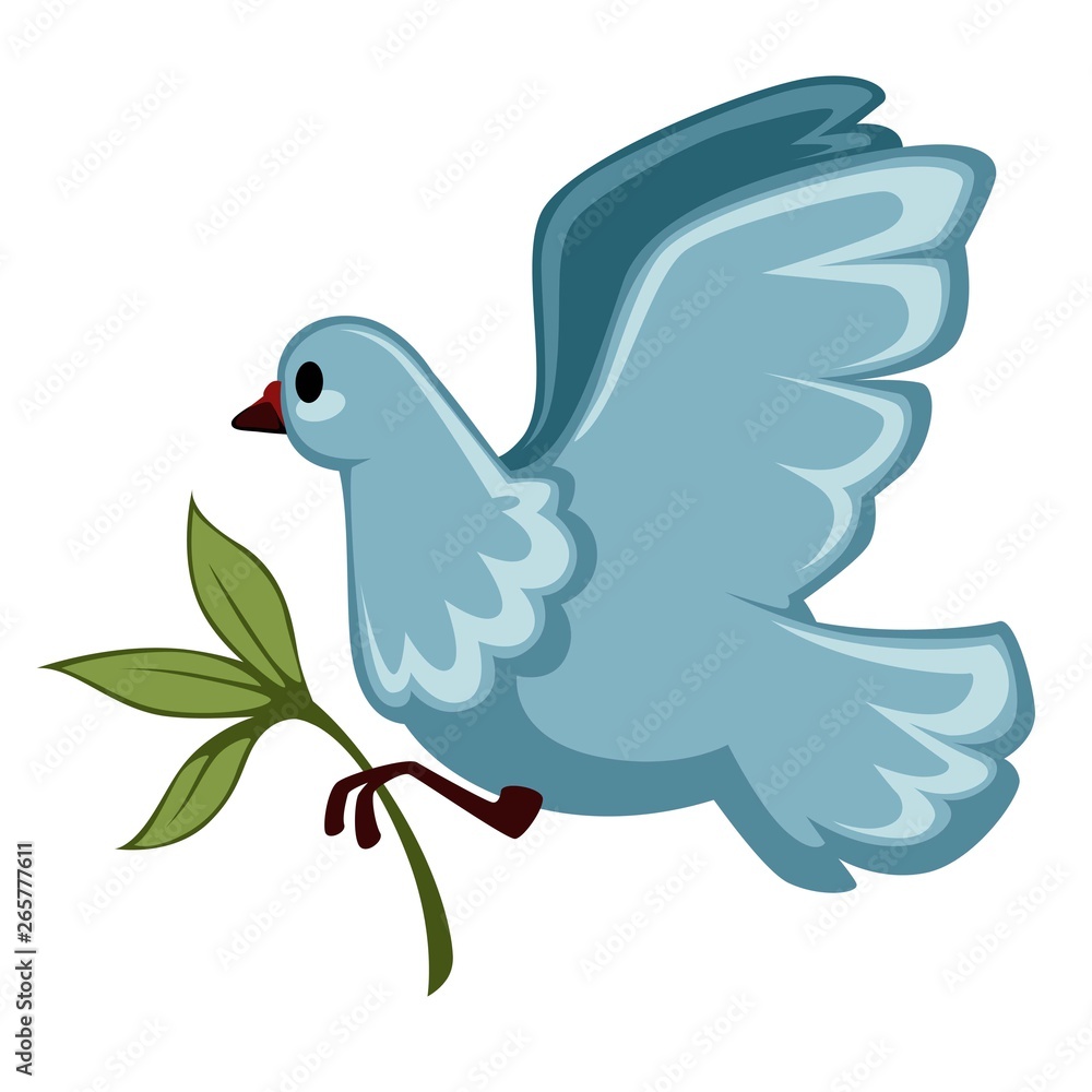 White dove or pigeon with olive branch isolated bird White dove or pigeon with olive branch isolated bird