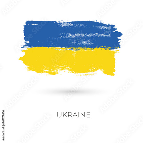 Ukraine colorful brush strokes painted national country flag icon. Painted texture..