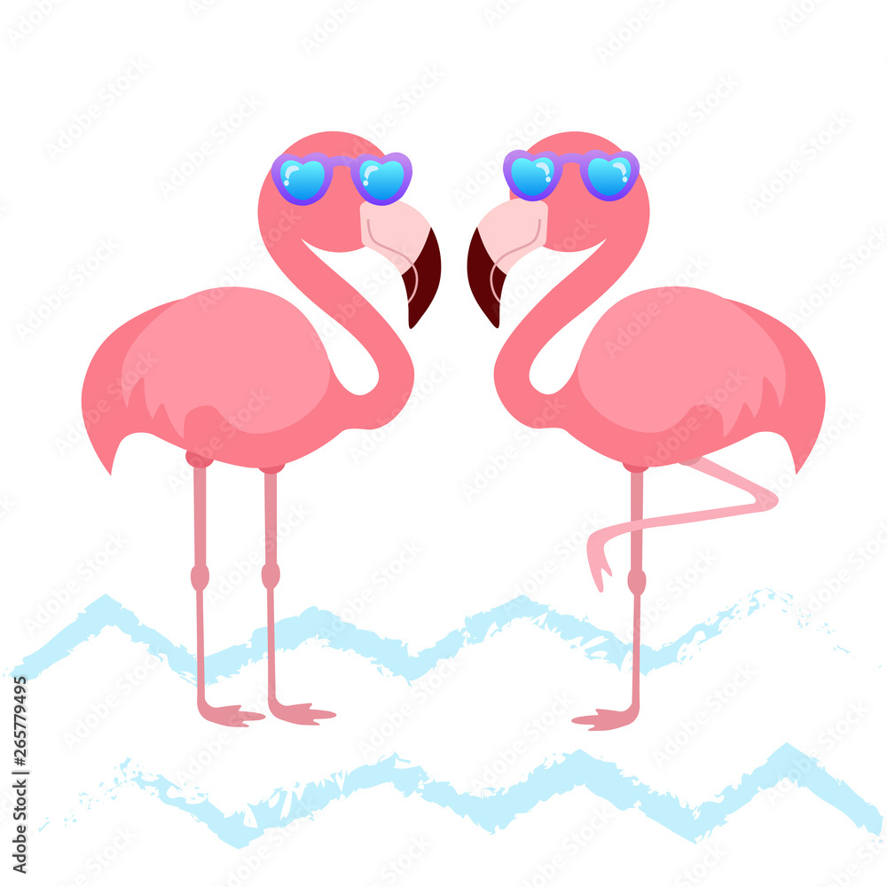 Fototapeta premium Beautiful summer flamingo vector illustration