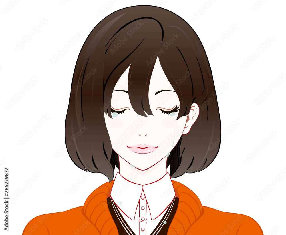 秋服の女性 感動の涙 Stock Illustration Adobe Stock