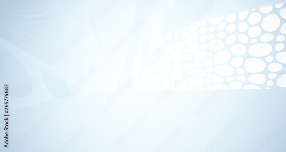 White smooth abstract architectural background. 3D illustration and rendering