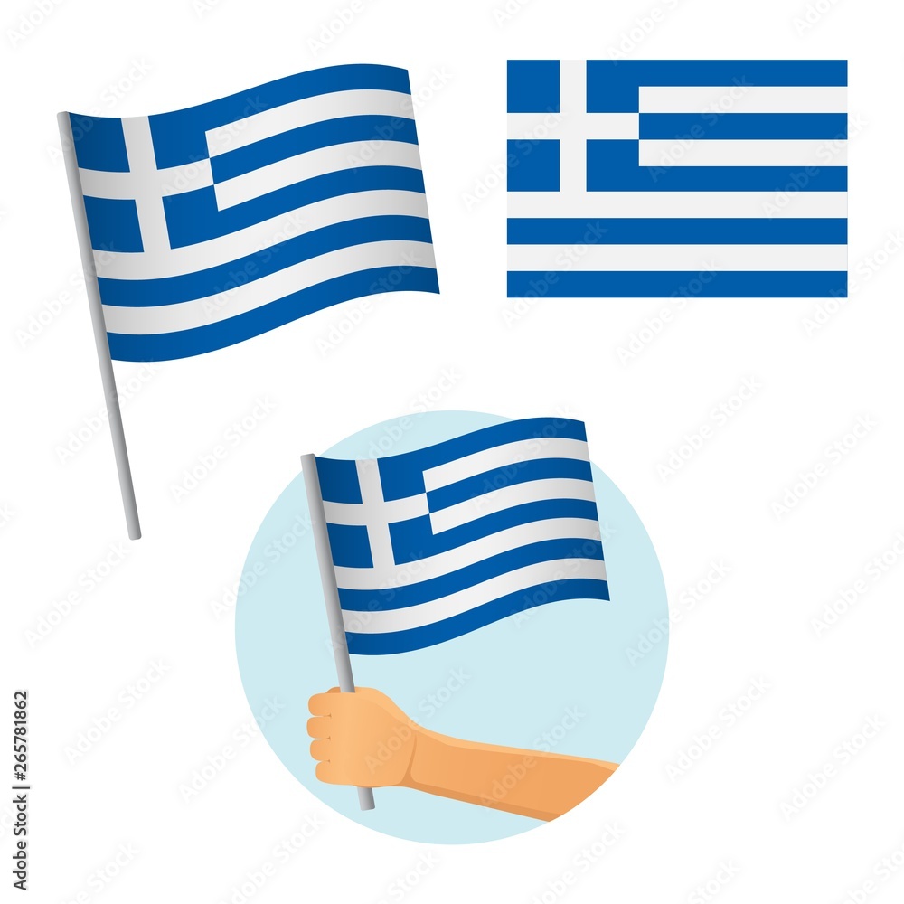 Obraz premium Greece flag in hand