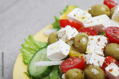 Traditional Greek salad on the plate	