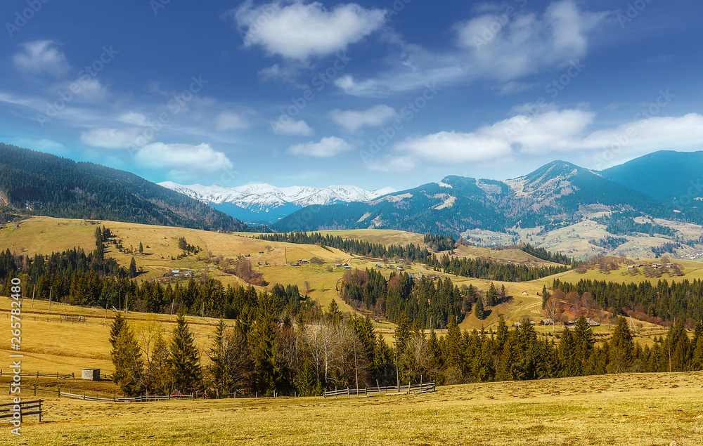 Awesome alpine highlands in sunny day. Spring Landscape inthe mountains with perfect sky. Wonderful nature background. Awesome alpine highlands in sunny day. Spring Landscape inthe mountains with perfect sky. Wonderful nature background.
